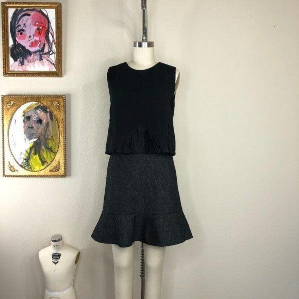 O’2nd Layered Mesh Jacquard Open Back Mini Star Dr - image 2